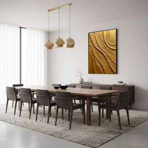 Heavy Textured Gold Abstract Canvas Wall Art #SS196