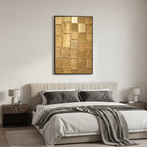 Handmade Gold Line Minimalist Textured Abstract Canvas Art #SS189