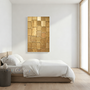 Handmade Gold Line Minimalist Textured Abstract Canvas Art #SS189