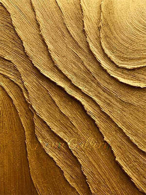 Heavy Textured Gold Abstract Canvas Wall Art #SS196