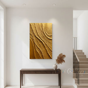 Heavy Textured Gold Abstract Canvas Wall Art #SS196