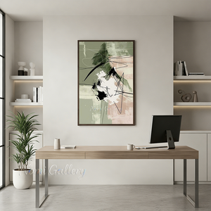 Handmade Emerald Green and Black Abstract Canvas Art #SS190