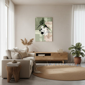 Handmade Emerald Green and Black Abstract Canvas Art #SS190