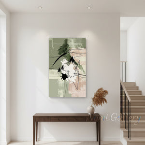 Handmade Emerald Green and Black Abstract Canvas Art #SS190