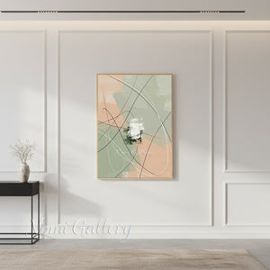 Hand-Painted Sage Green and Cream Abstract Canvas Wall Decor #SS191