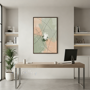 Hand-Painted Sage Green and Cream Abstract Canvas Wall Decor #SS191