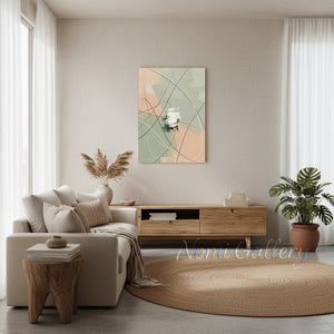 Hand-Painted Sage Green and Cream Abstract Canvas Wall Decor #SS191