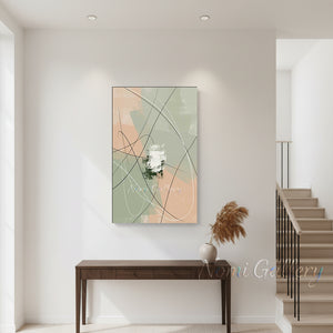 Hand-Painted Sage Green and Cream Abstract Canvas Wall Decor #SS191