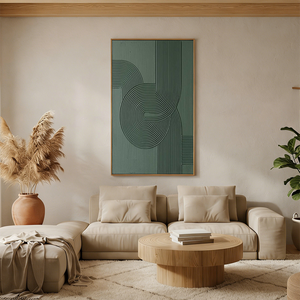 Modern Forest Green Labyrinth Art | 3D Textured Geometric Oil #SS140