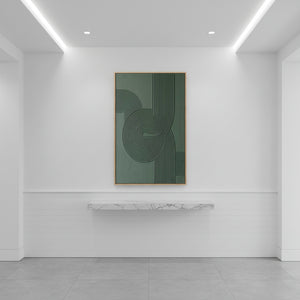 Modern Forest Green Labyrinth Art | 3D Textured Geometric Oil #SS140