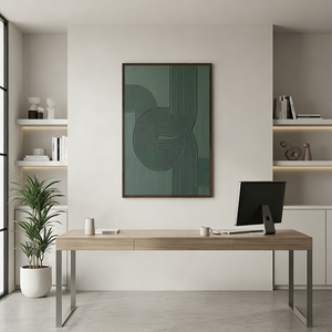 Modern Forest Green Labyrinth Art | 3D Textured Geometric Oil #SS140