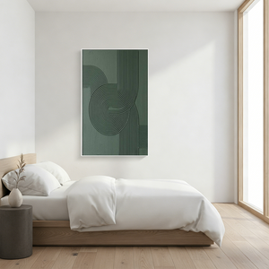 Modern Forest Green Labyrinth Art | 3D Textured Geometric Oil #SS140