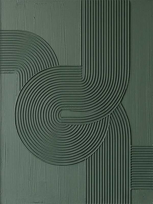 Modern Forest Green Labyrinth Art | 3D Textured Geometric Oil #SS140