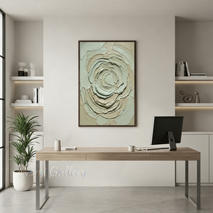 Handmade Sage Green 3D Textured Floral Wall Art #TC001
