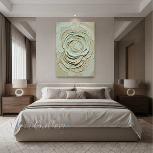 Handmade Sage Green 3D Textured Floral Wall Art #TC001