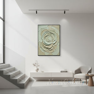 Handmade Sage Green 3D Textured Floral Wall Art #TC001