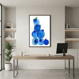 Minimalist Blueberry Watercolor Fruit Oil Painting #SS275