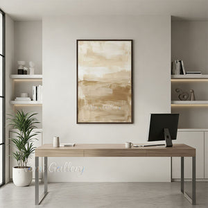 Modern Beige Minimalist Textured Canvas Art #SS203