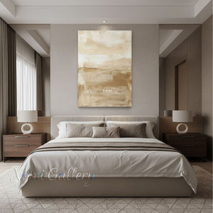 Modern Beige Minimalist Textured Canvas Art #SS203