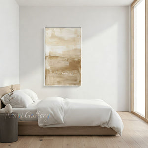 Modern Beige Minimalist Textured Canvas Art #SS203