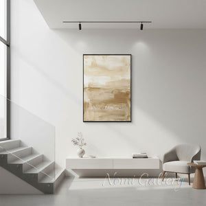 Modern Beige Minimalist Textured Canvas Art #SS203