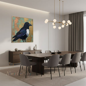 Minimalist Flying Bird Hand-Painted Abstract Textured Oil Painting #SS225
