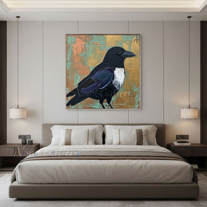 Minimalist Flying Bird Hand-Painted Abstract Textured Oil Painting #SS225
