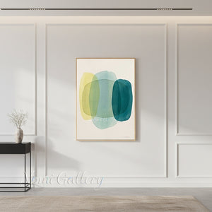 Handmade Minimalist Watercolor Abstract Shapes Canvas Art #TC003