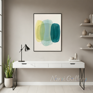 Handmade Minimalist Watercolor Abstract Shapes Canvas Art #TC003