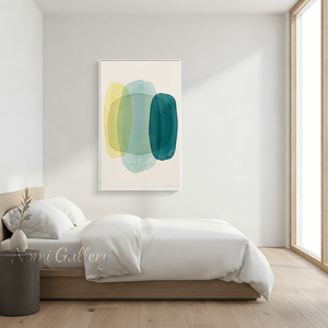 Handmade Minimalist Watercolor Abstract Shapes Canvas Art #TC003