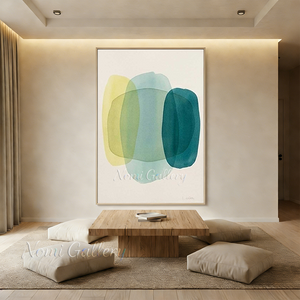 Handmade Minimalist Watercolor Abstract Shapes Canvas Art #TC003