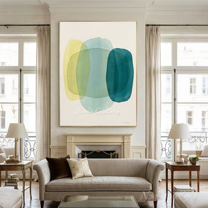 Handmade Minimalist Watercolor Abstract Shapes Canvas Art #TC003
