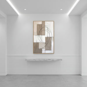 Earth Tone Minimalist Wall Art | Beige Geometric Oil Painting #SS141