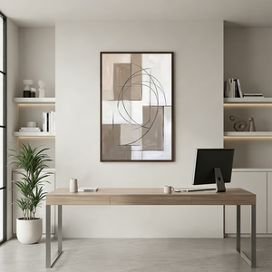 Earth Tone Minimalist Wall Art | Beige Geometric Oil Painting #SS141