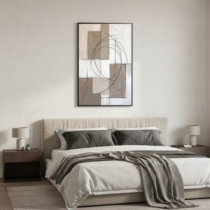 Earth Tone Minimalist Wall Art | Beige Geometric Oil Painting #SS141