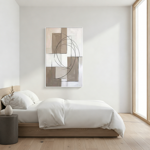 Earth Tone Minimalist Wall Art | Beige Geometric Oil Painting #SS141