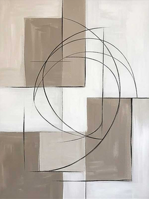 Earth Tone Minimalist Wall Art | Beige Geometric Oil Painting #SS141