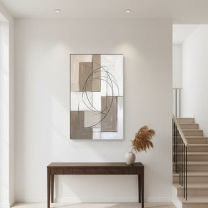 Earth Tone Minimalist Wall Art | Beige Geometric Oil Painting #SS141