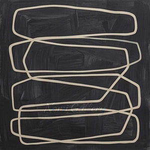 Minimalist Layered Lines Textured Black Hand-Painted Oil Canvas #SS243