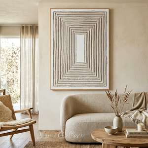 Handmade Wabi-Sabi 3D Textured Geometric Canvas Art #TC005