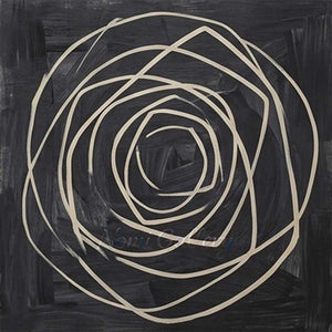 Minimalist Swirl Rose Lines Textured Black Hand-Painted Oil Canvas #SS244