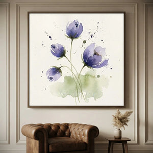 Whispers of Lavender: Abstract Floral Watercolor Painting #NM325