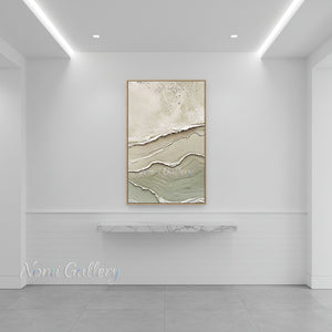 Handmade Wabi-Sabi 3D Textured Ocean Wave Canvas Art #TC007