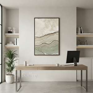 Handmade Wabi-Sabi 3D Textured Ocean Wave Canvas Art #TC007