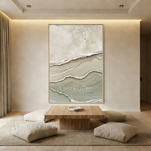 Handmade Wabi-Sabi 3D Textured Ocean Wave Canvas Art #TC007