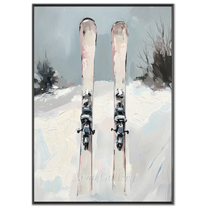Textured Ski Slope Winter Landscape Oil Painting #NM567