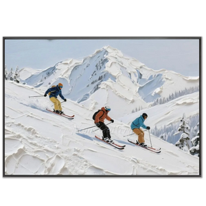 Dynamic Skiers on Textured Mountain Slope Oil Painting #NM528