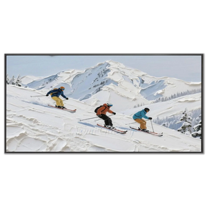 Dynamic Skiers on Textured Mountain Slope Oil Painting #NM528