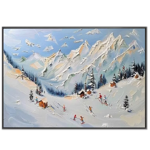 Vibrant Textured Ski Slope Mountain Oil Painting #NM529