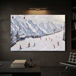 Textured Ski Slope Mountain Oil Painting #NM530